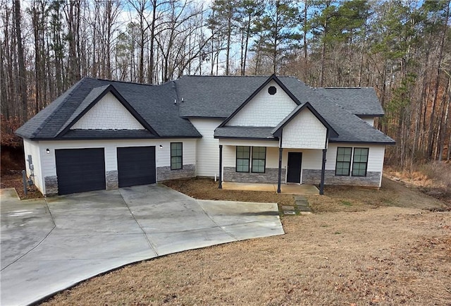 view of front facade with a garage