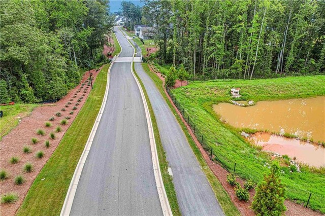 view of road with a water view