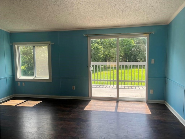 818 Arch Tanner Rd, Bethlehem, GA 30680 - unfurnished room with a textured ceiling, plenty of natural light, dark wood-type flooring, and ornamental molding