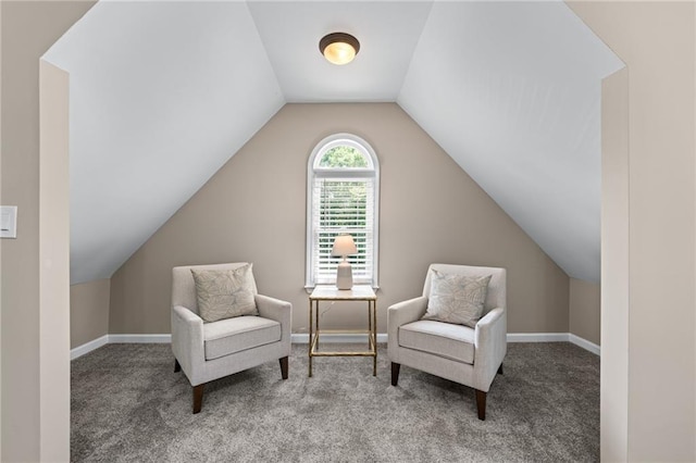 4648 Glenshire Pl, Atlanta, GA 30338 - living area with carpet, lofted ceiling, and baseboards