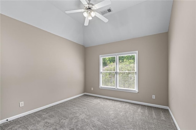 4648 Glenshire Pl, Atlanta, GA 30338 - spare room with carpet floors, baseboards, ceiling fan, and lofted ceiling