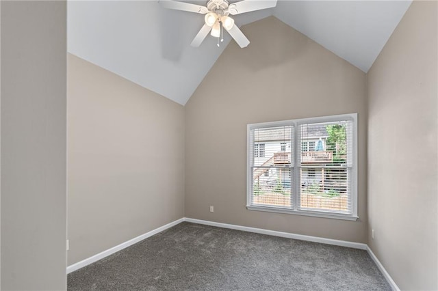 4648 Glenshire Pl, Atlanta, GA 30338 - empty room featuring lofted ceiling, ceiling fan, carpet floors, and baseboards