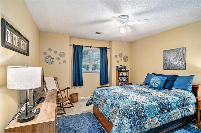 2130 Hampton Trl SE, Conyers, GA 30013 - bedroom with carpet floors, a textured ceiling, and ceiling fan