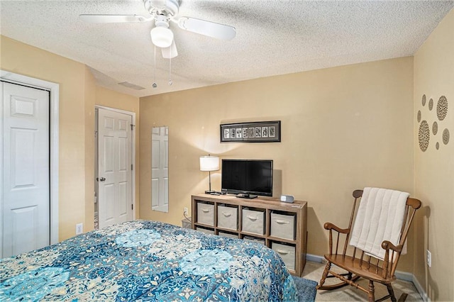 2130 Hampton Trl SE, Conyers, GA 30013 - bedroom featuring a textured ceiling and ceiling fan
