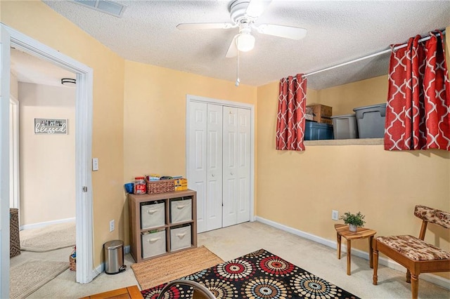 2130 Hampton Trl SE, Conyers, GA 30013 - interior space featuring a ceiling fan, carpet, and a textured ceiling