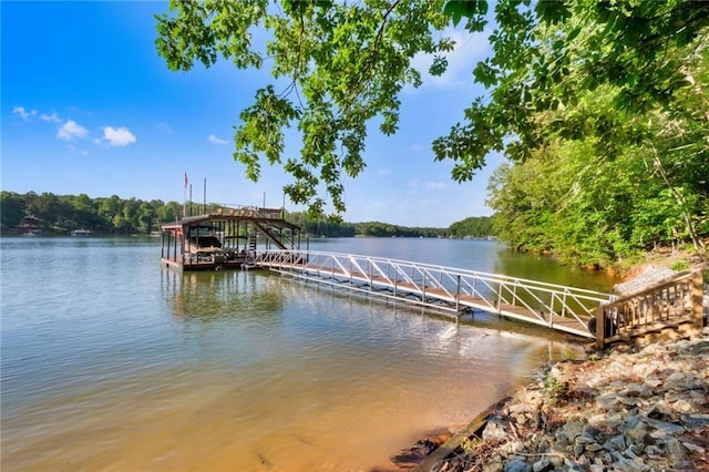 view of dock featuring a water view