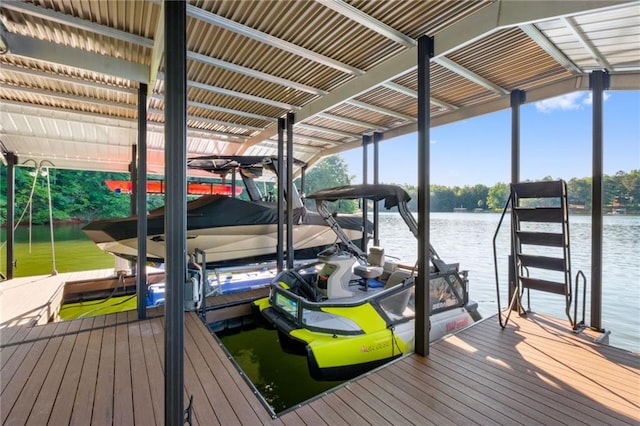 view of dock featuring a water view