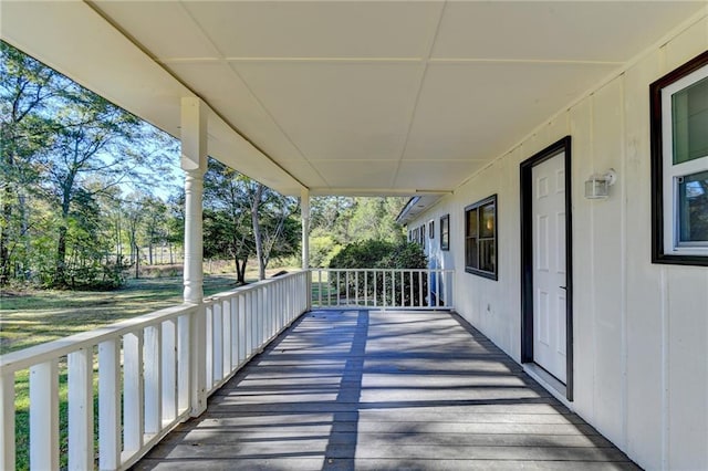 wooden deck with covered porch