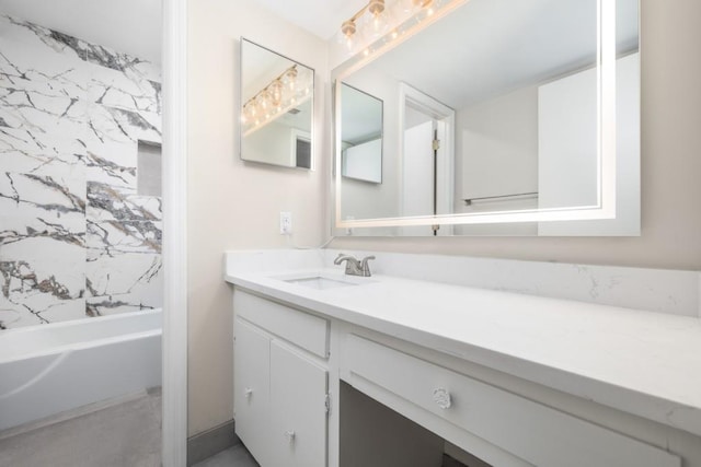 bathroom featuring vanity and bathing tub / shower combination