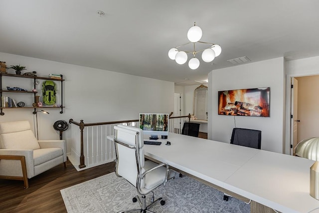 office area featuring wood finished floors