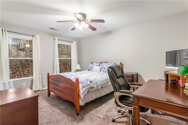 bedroom featuring ceiling fan