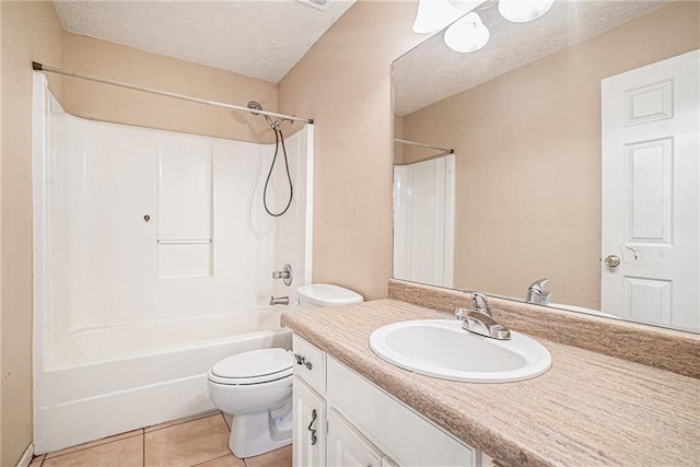 55 Ashland Farm Rd, Oxford, GA 30054 - bathroom featuring vanity, tile patterned floors, shower / bathtub combination, and a textured ceiling