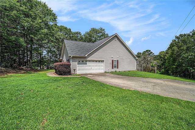 55 Ashland Farm Rd, Oxford, GA 30054 - view of side of property featuring concrete driveway, an attached garage, a lawn, and roof with shingles