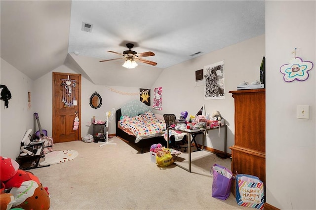 104 Aspen Dr NE, Calhoun, GA 30701 - bedroom with carpet, lofted ceiling, a ceiling fan, and baseboards