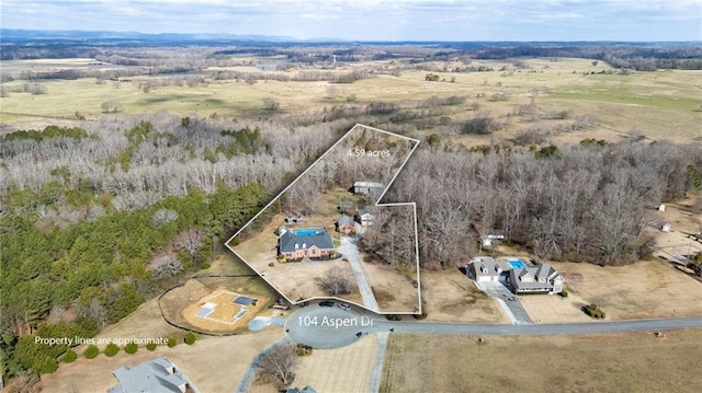 104 Aspen Dr NE, Calhoun, GA 30701 - aerial view of property's location featuring property boundaries highlighted and rural landscape