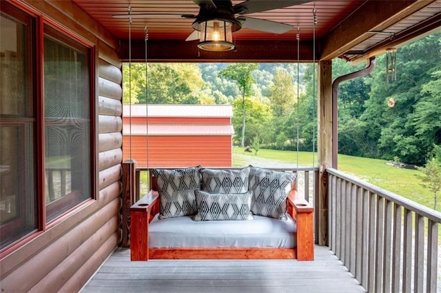 deck featuring ceiling fan