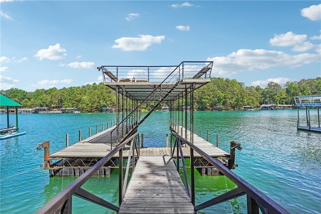 view of dock featuring a water view