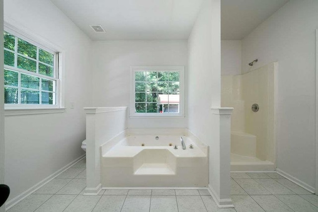 1460 Bakers Bridge Rd, Douglasville, GA 30134 - bathroom with tile patterned floors, a jetted tub, and plenty of natural light