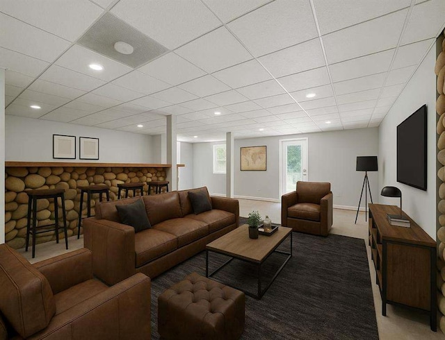 1460 Bakers Bridge Rd, Douglasville, GA 30134 - carpeted living area featuring recessed lighting and a drop ceiling