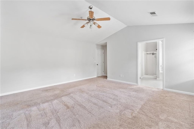 181 Ridgemont Rd, Canton, GA 30114 - carpeted empty room with a ceiling fan, lofted ceiling, and baseboards