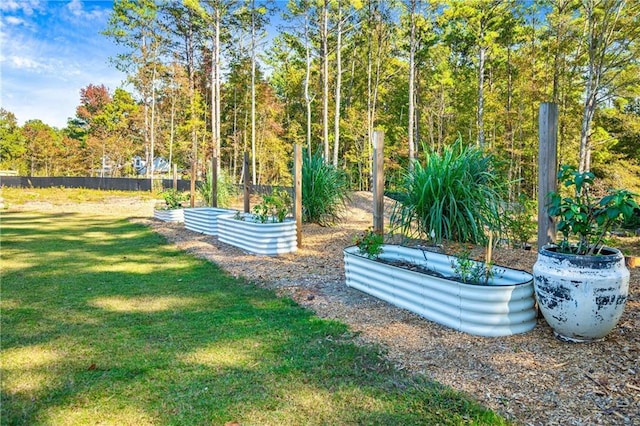 view of yard with a garden and fence