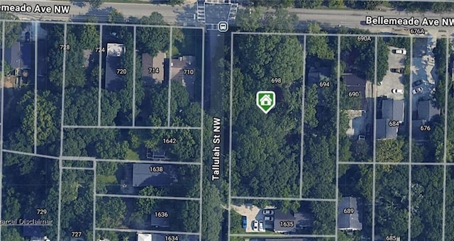 698 Bellemeade Ave NW, Atlanta, GA 30318 - aerial map of property and surrounding area with property parcel outlined