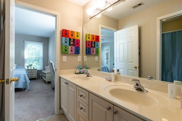 bathroom with double sink vanity