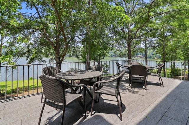 4043 Piedmont Lake Rd, Pine Mountain, GA 31822 - view of patio with outdoor dining space and a water view