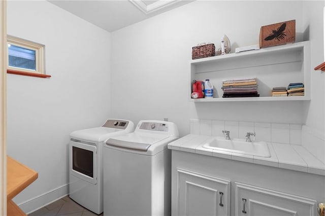 4043 Piedmont Lake Rd, Pine Mountain, GA 31822 - laundry room with washer and dryer, cabinet space, tile patterned floors, and baseboards