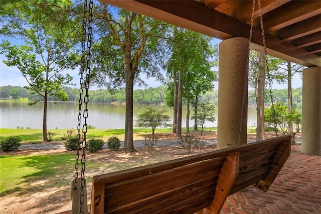 4043 Piedmont Lake Rd, Pine Mountain, GA 31822 - view of patio featuring a water view