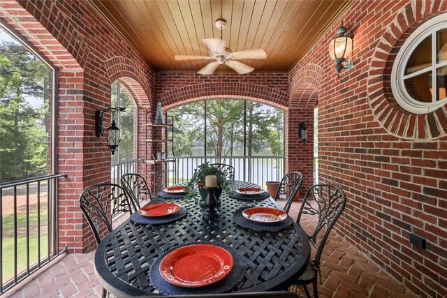 4043 Piedmont Lake Rd, Pine Mountain, GA 31822 - view of patio with ceiling fan and a water view