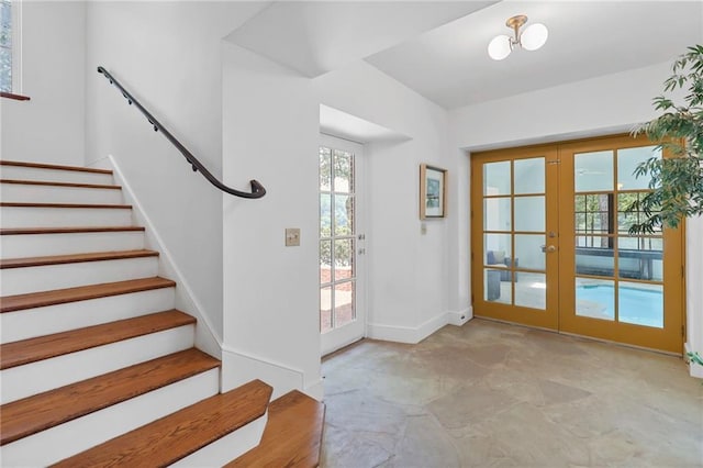 4043 Piedmont Lake Rd, Pine Mountain, GA 31822 - foyer featuring french doors, stairway, and baseboards