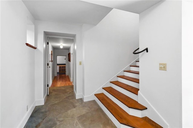 4043 Piedmont Lake Rd, Pine Mountain, GA 31822 - stairway with baseboards and concrete flooring
