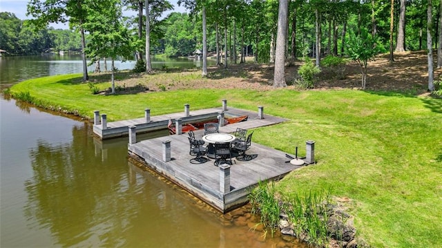4043 Piedmont Lake Rd, Pine Mountain, GA 31822 - dock featuring a water view and a yard