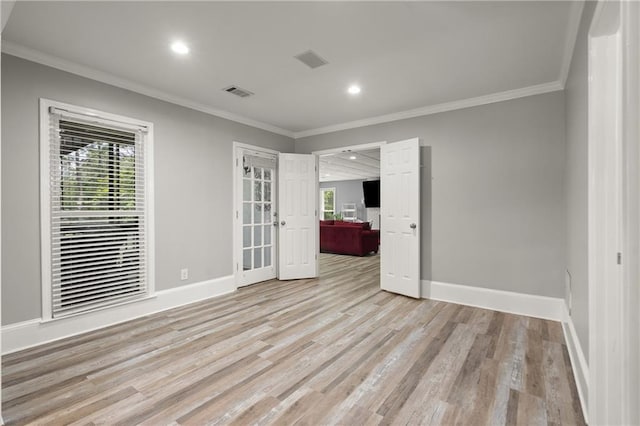 3260 Kingshouse Commons, Johns Creek, GA 30022 - spare room with light wood-style floors, crown molding, and recessed lighting