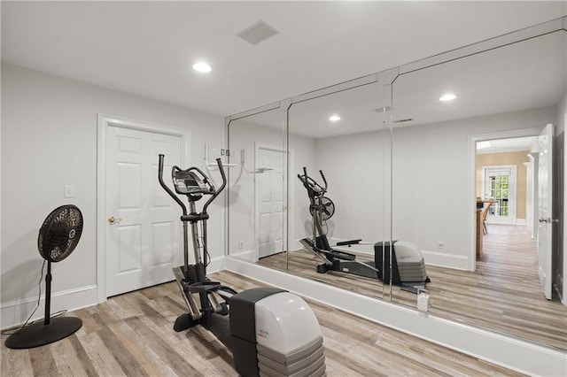 3260 Kingshouse Commons, Johns Creek, GA 30022 - exercise room featuring light wood-type flooring and recessed lighting