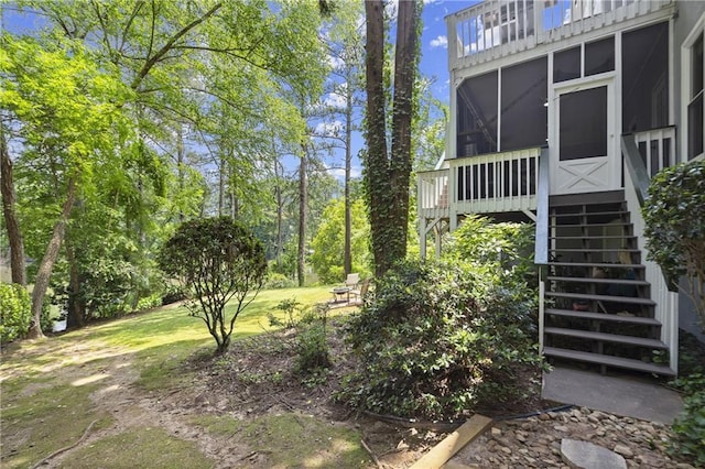 3260 Kingshouse Commons, Johns Creek, GA 30022 - view of yard with stairway and a sunroom