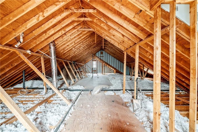 view of unfinished attic