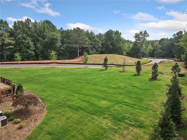 view of home's community with a rural view and a yard