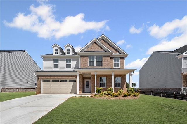 313 Foxglove Way, Mcdonough, GA 30253 - craftsman-style home featuring concrete driveway, brick siding, a front lawn, and fence
