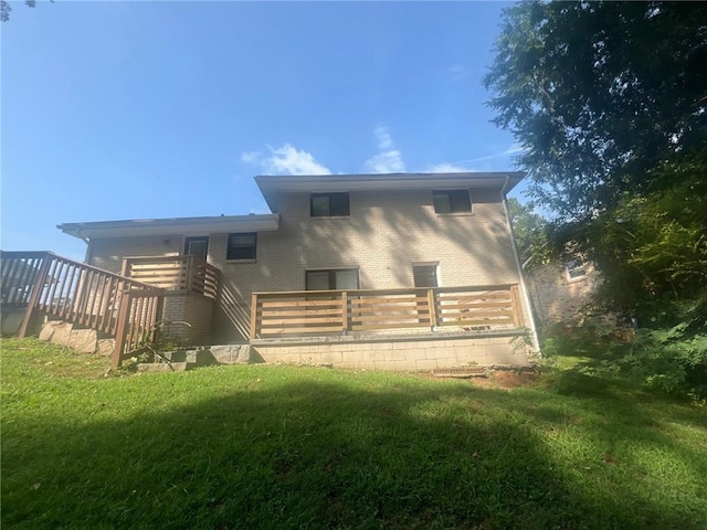 1870 Glen Echo Dr, Decatur, GA 30032 - rear view of house with a wooden deck and a yard