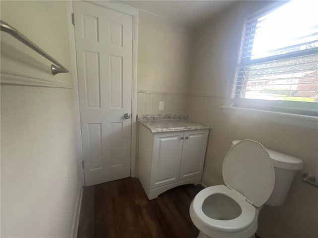 1870 Glen Echo Dr, Decatur, GA 30032 - bathroom with vanity, toilet, and hardwood / wood-style floors