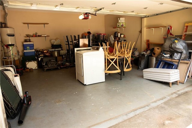 1473 Wildwood Way, Hampton, GA 30228 - garage featuring washer / dryer, a garage door opener, and water heater