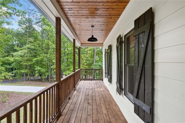 deck featuring covered porch