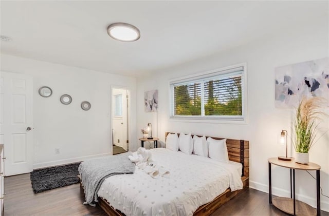 bedroom with wood-type flooring