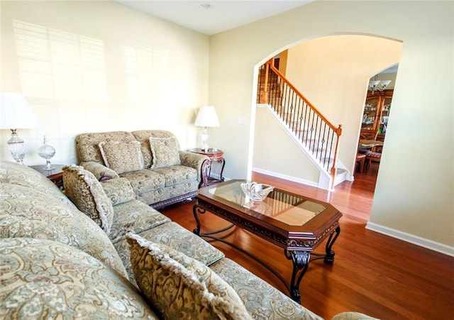 living room featuring hardwood / wood-style flooring