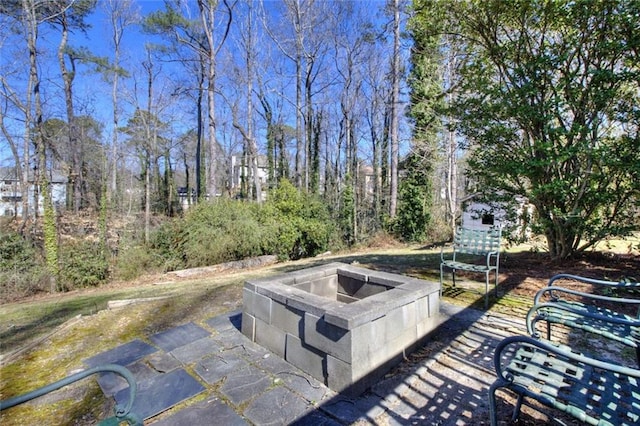 exterior space with a patio and an outdoor fire pit