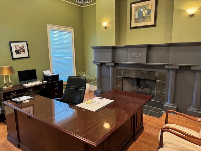 426 Pembrooke Cir Unit 426, Alpharetta, GA 30004 - office space featuring light wood-style floors and a fireplace