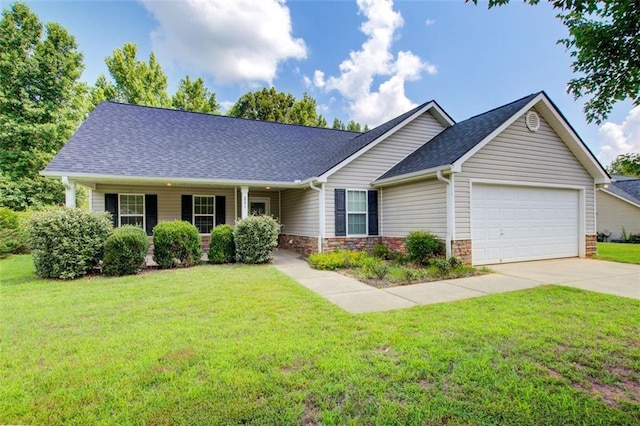 221 Glenview Trl, Griffin, GA 30224 - view of front facade with a garage, concrete driveway, a front yard, and roof with shingles