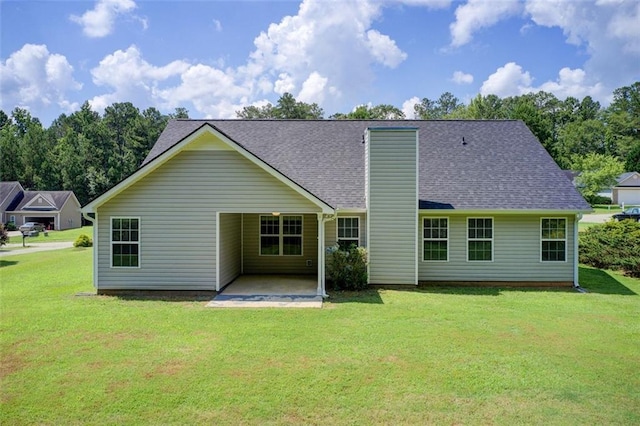 221 Glenview Trl, Griffin, GA 30224 - rear view of property with a patio, a yard, and a shingled roof